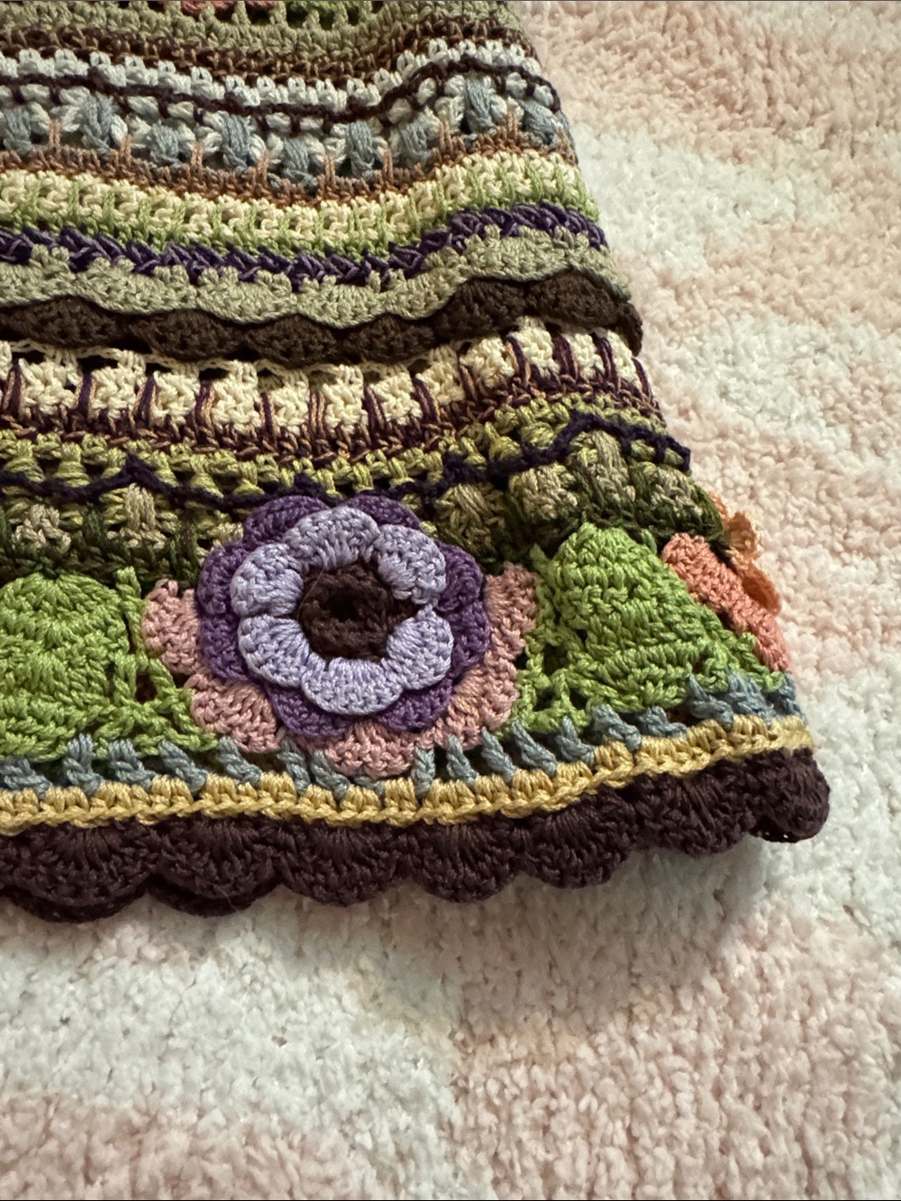 By and the duck Handmade Crochet Floral Mini Skirt - Multicolor w/ florals - Picture 2 of 8